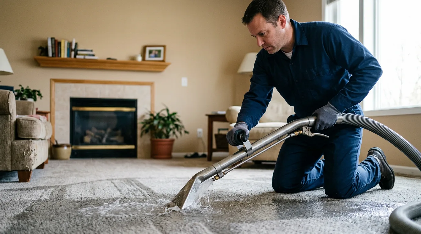 Water damage restoration technician working near Wright, AR